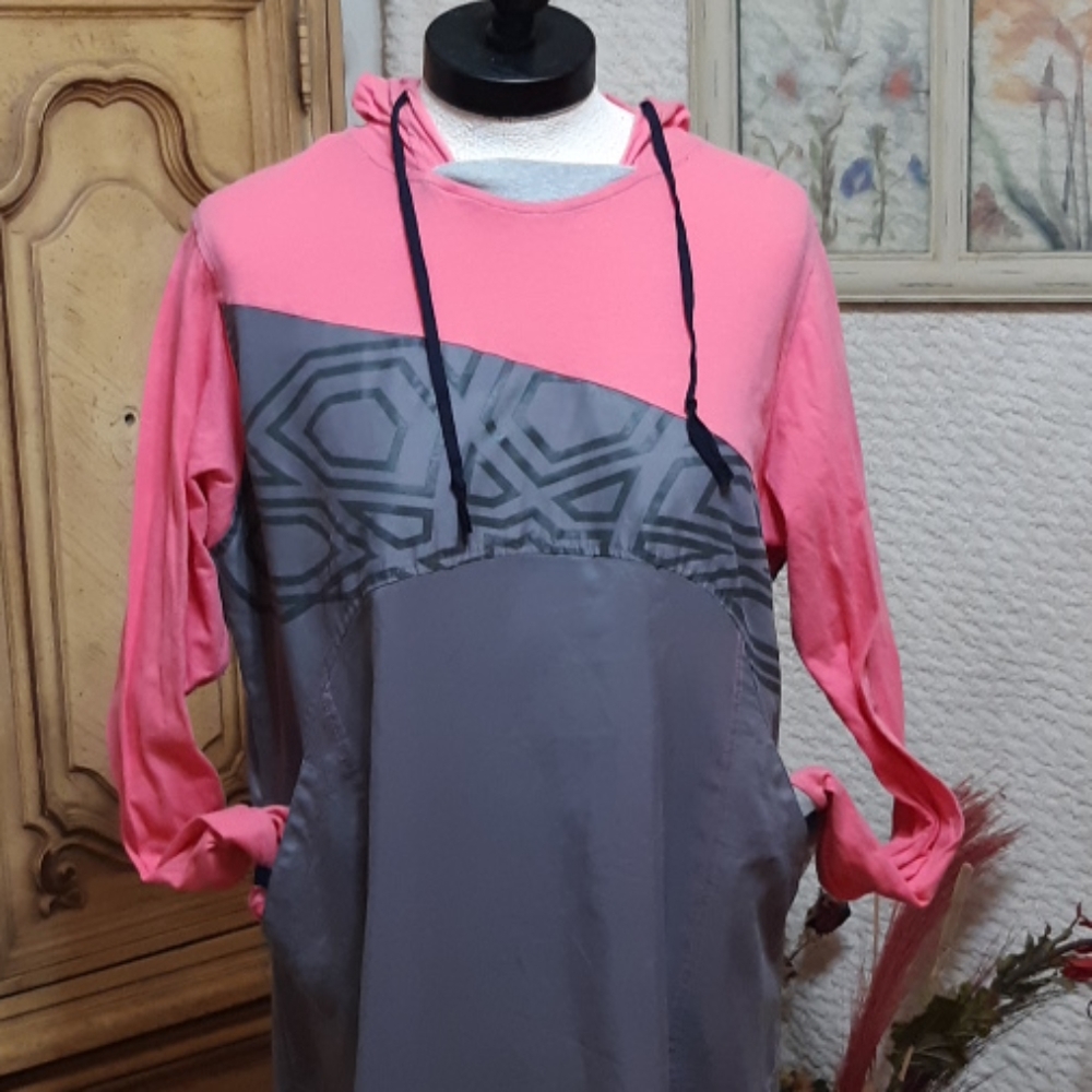 Womens Super Sonic MJ Sports Dress Sz XL Pajamas Night Gown Hooded Pullover b29